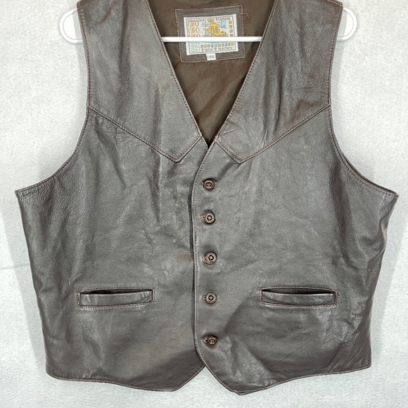 Vintage Fundamental Fashion Gino Leather Vest Euro Style Brown Men's Size 44 - Picture 1 of 13